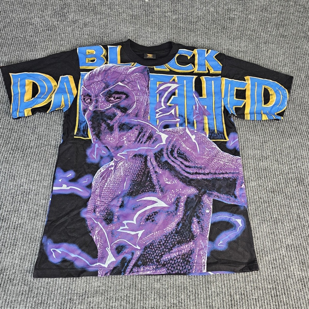 Black Panther Shirt Mens Large AOP Multicolor Graphic Tee Limited Marvel Print
